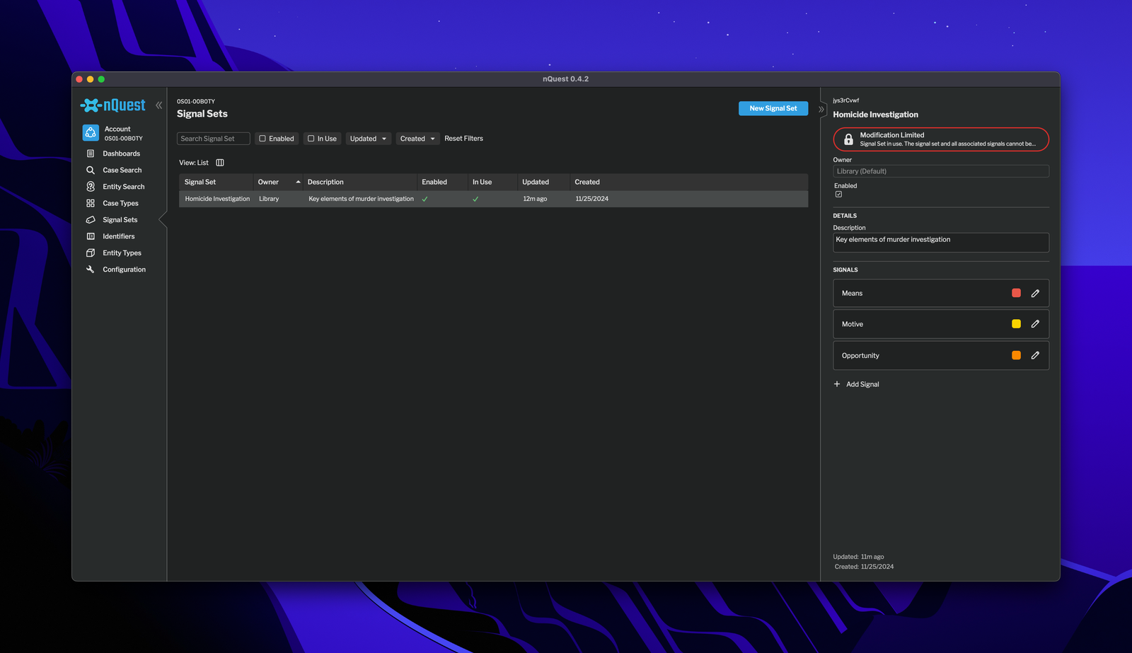 Signal Set Manager