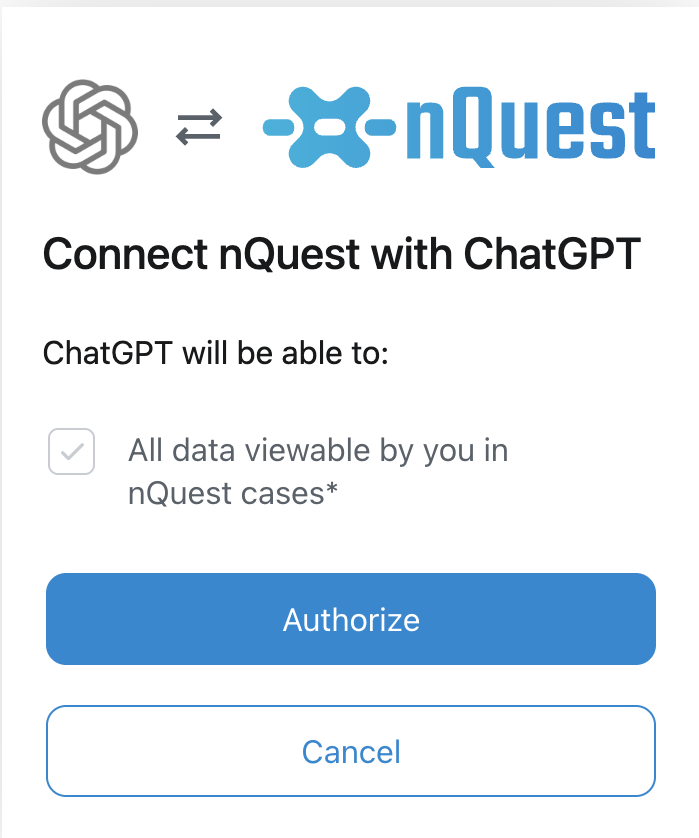 ChatGPT için nQuest yetkilendirme istemi