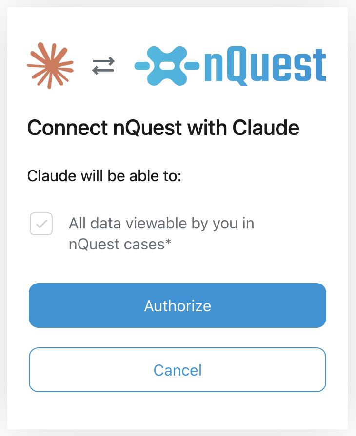 Claude için nQuest yetkilendirme istemi