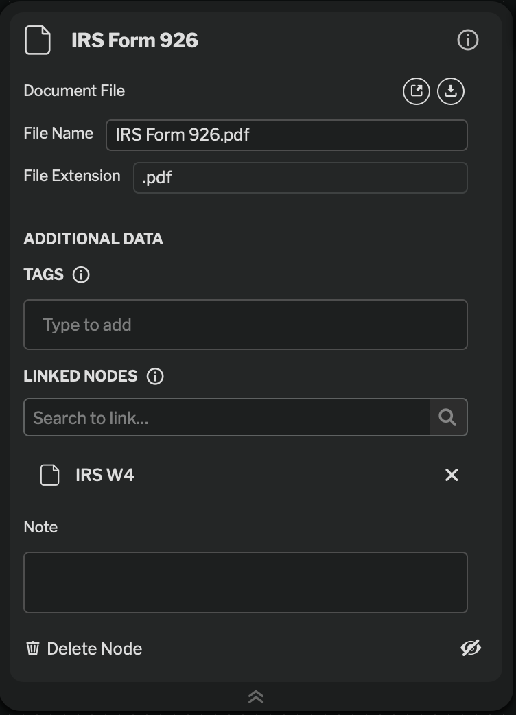 Node Left Panel